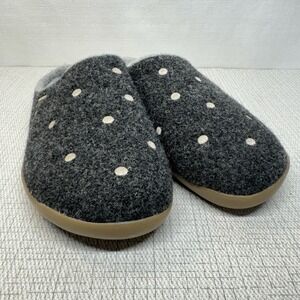 Cosyfeet Purewool Slippers Womens 7 Grey Polka Dot Extra Roomy Wool Mules Cozy